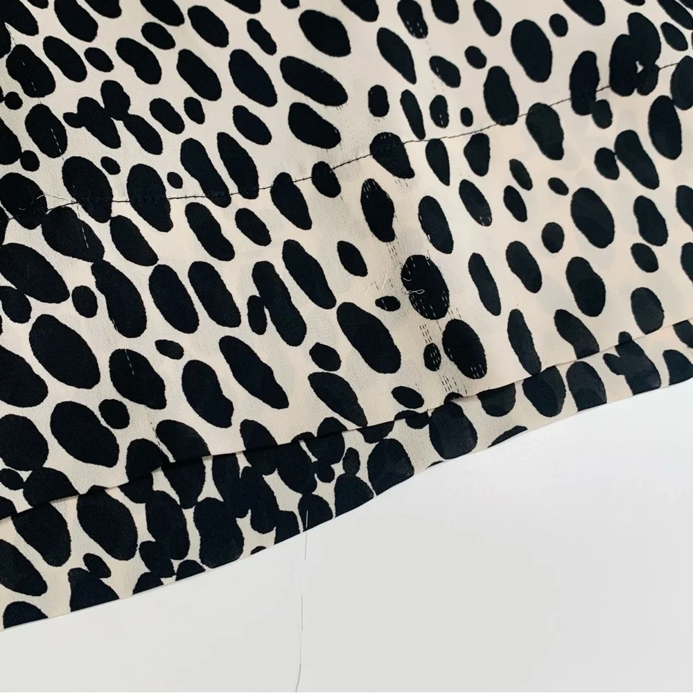 Talbots Leopard Print Chiffon Shift Dress With Black Slip Size 10 Cap Sleeves